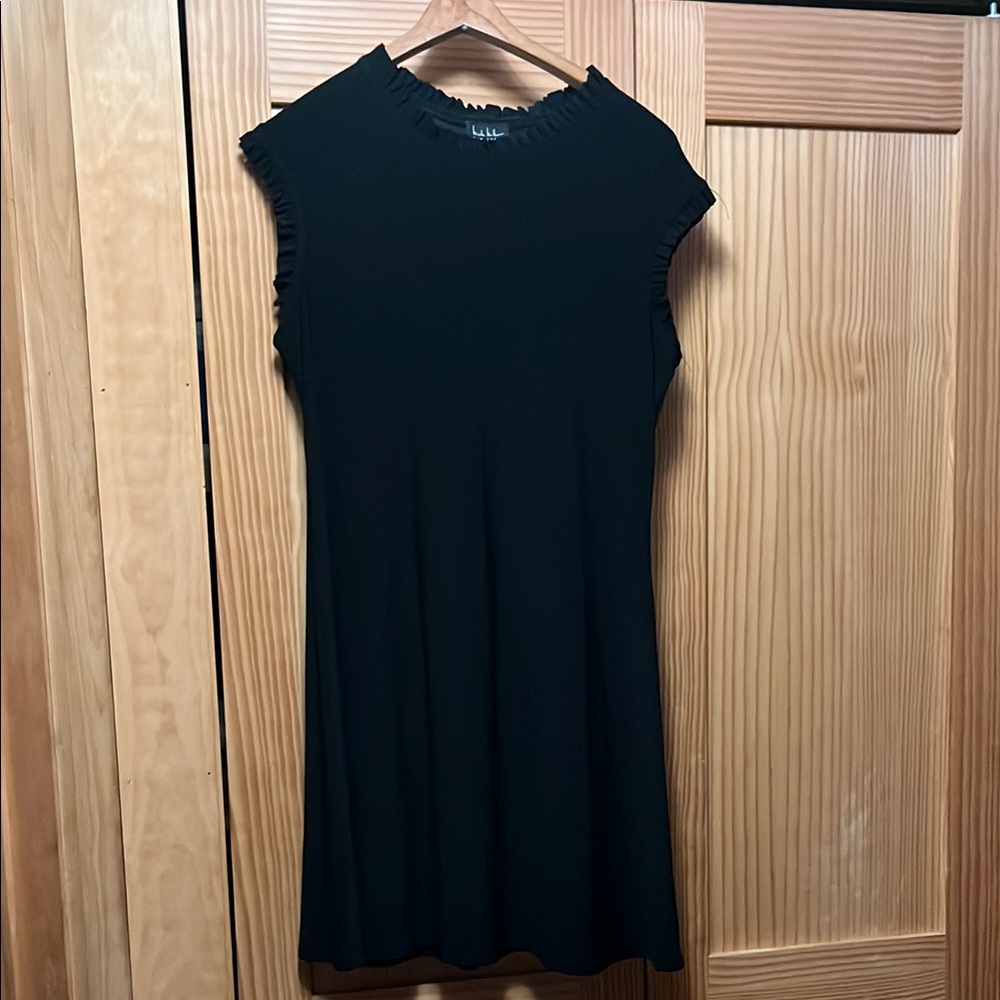 Nicole Miller Black Ruffle Trim Mini Dress